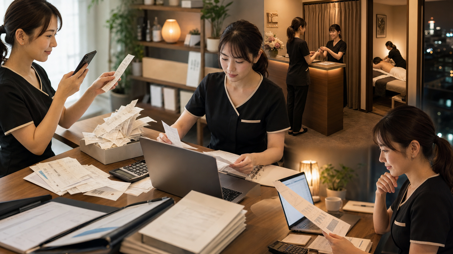 領収書OCRから店舗経費を確定し営業利益までつなげるイメージ