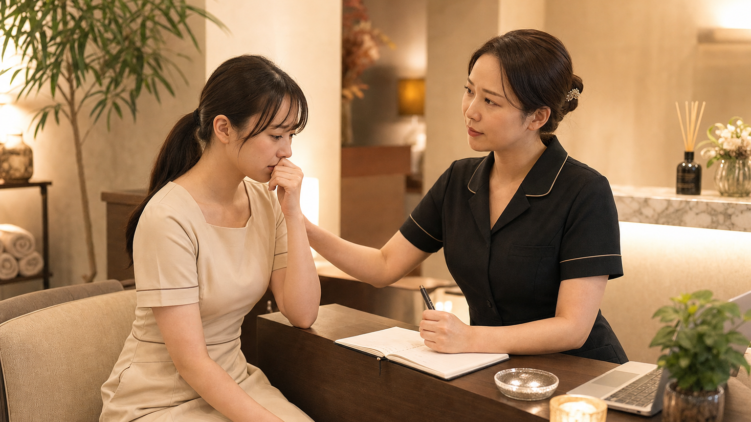 売上より女性セラピストの安全を優先して店舗責任者が対応判断するイメージ