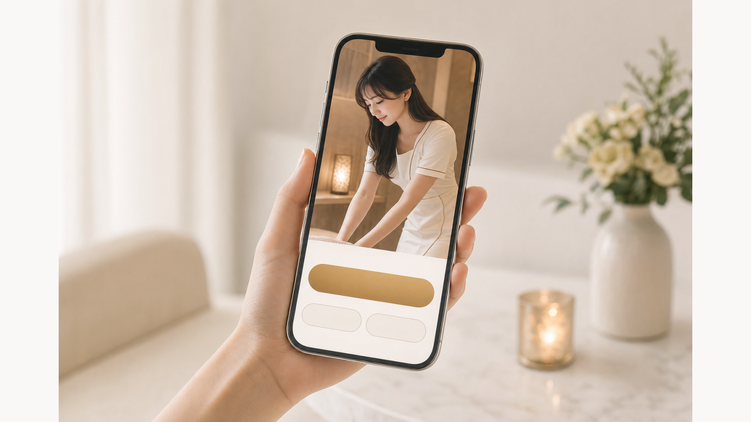 店舗サイトのスマートフォンHeroで主要CTAと補助CTAを整理したUI