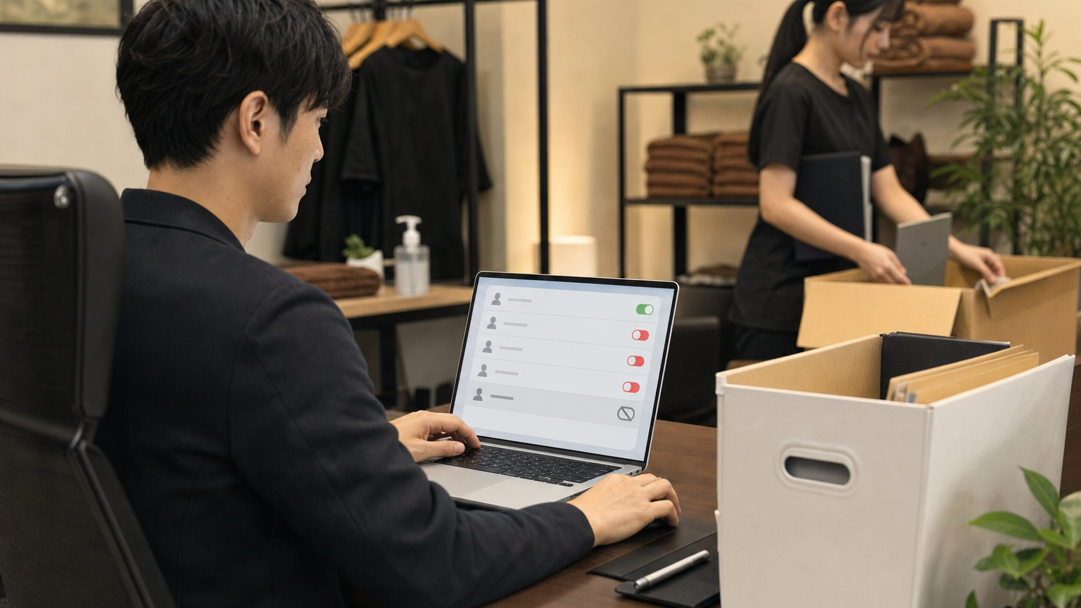 退職スタッフの管理システムアクセスを迅速に停止するセキュリティ運用イメージ