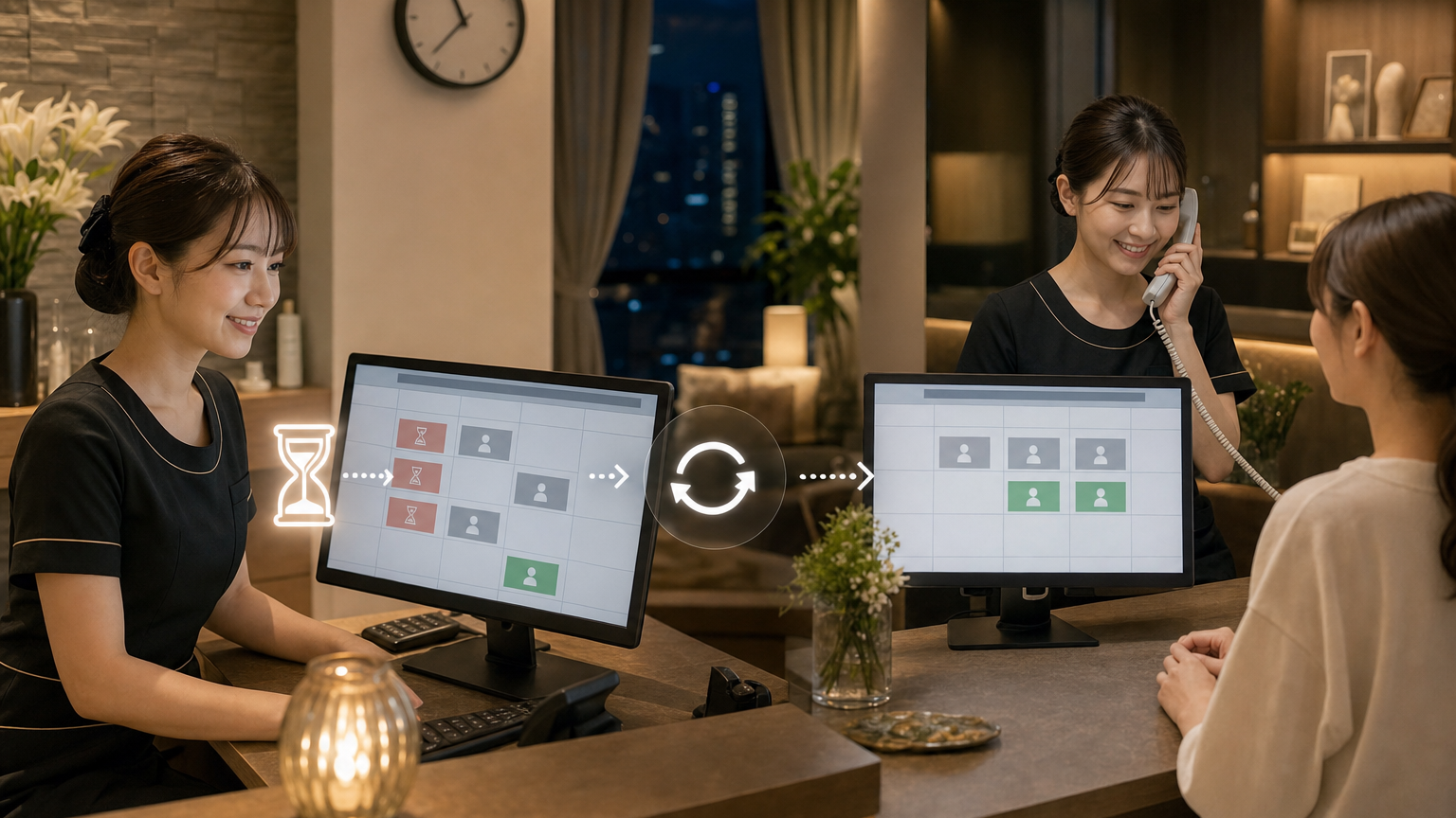 一定時間後に仮予約が自動解除され予約枠が再び利用可能になるイメージ