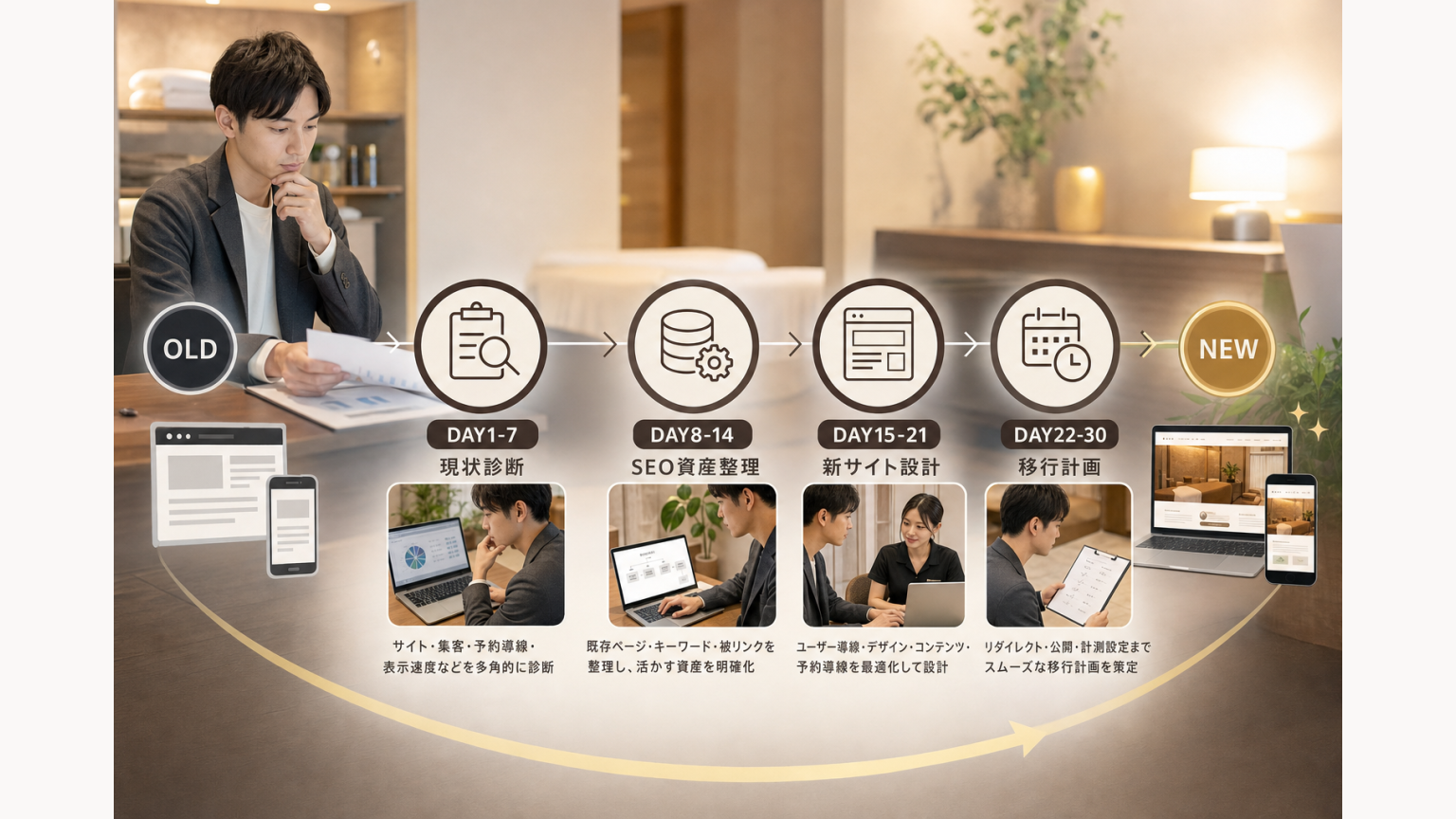 30日でメンズエステHPリニューアル計画を作る4ステップ