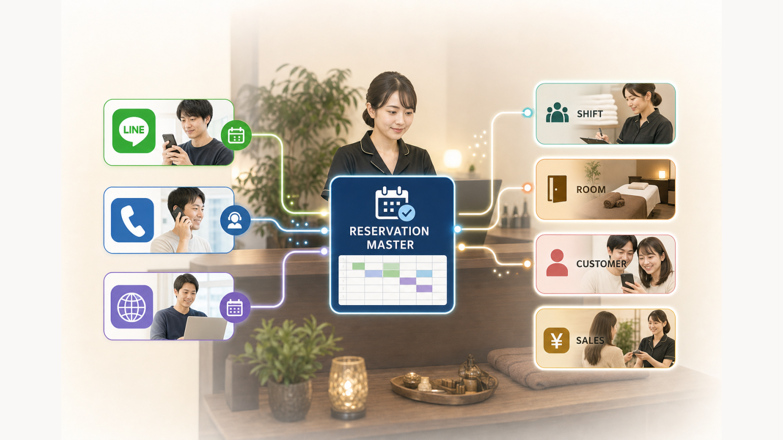 LINE・電話・WEB予約を一つの予約台帳へ統合するハイブリッド予約構造